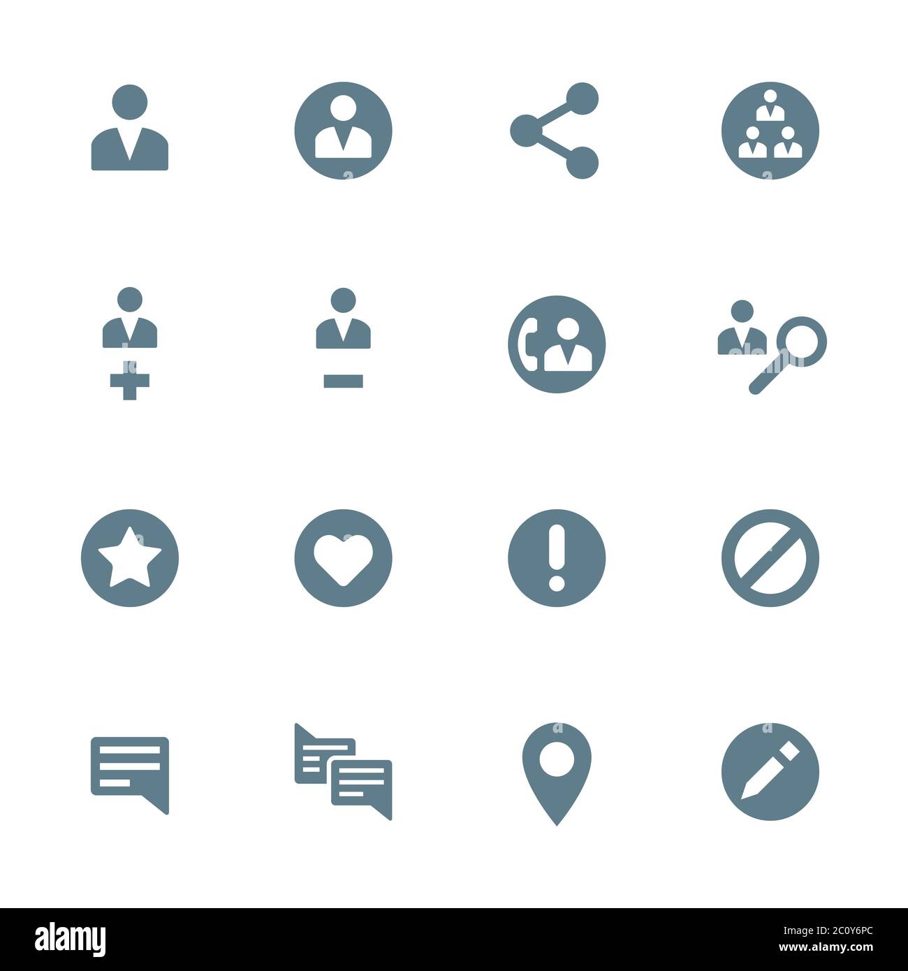 solid grey various social network actions icons set Stock Photo