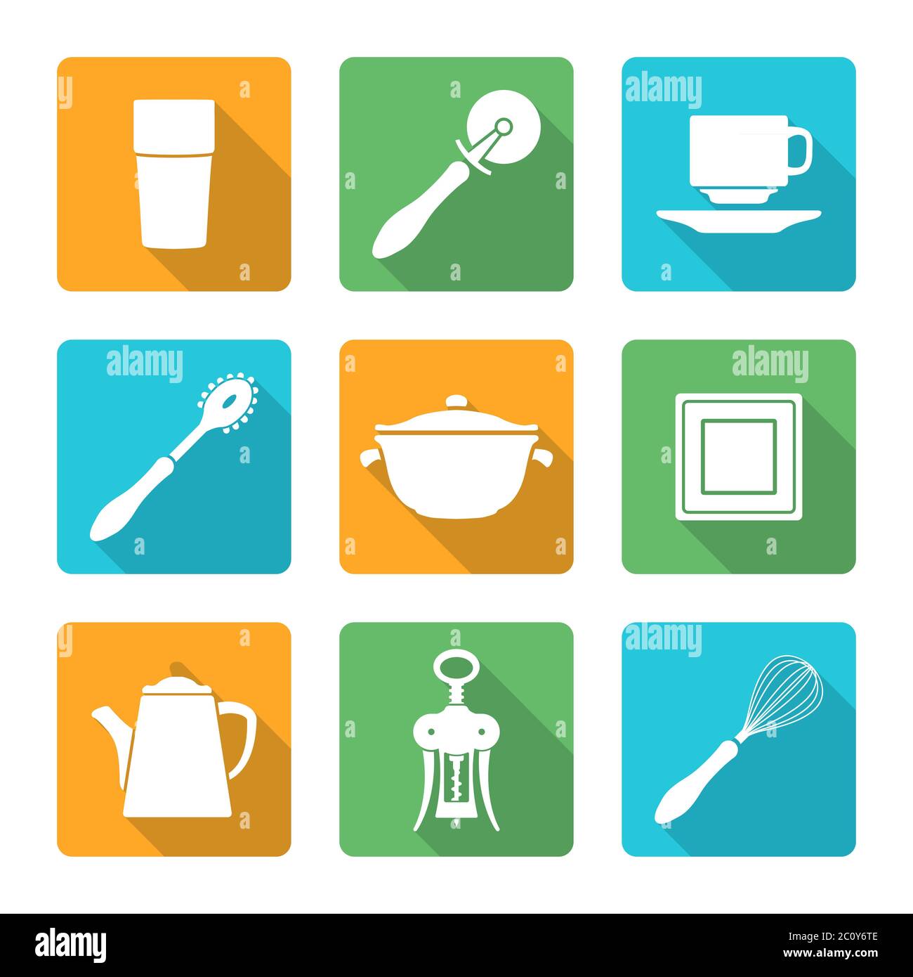 flat style white design dinnerware icons set Stock Photo - Alamy