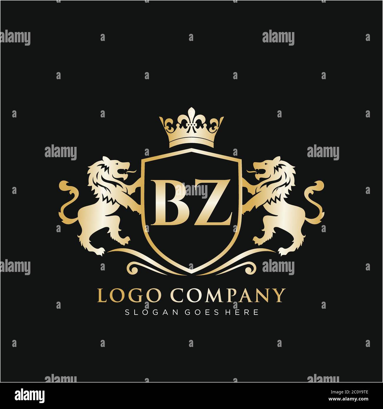 Bz Letter Initial With Lion Royal Logo Template Stock Vector Image Art Alamy