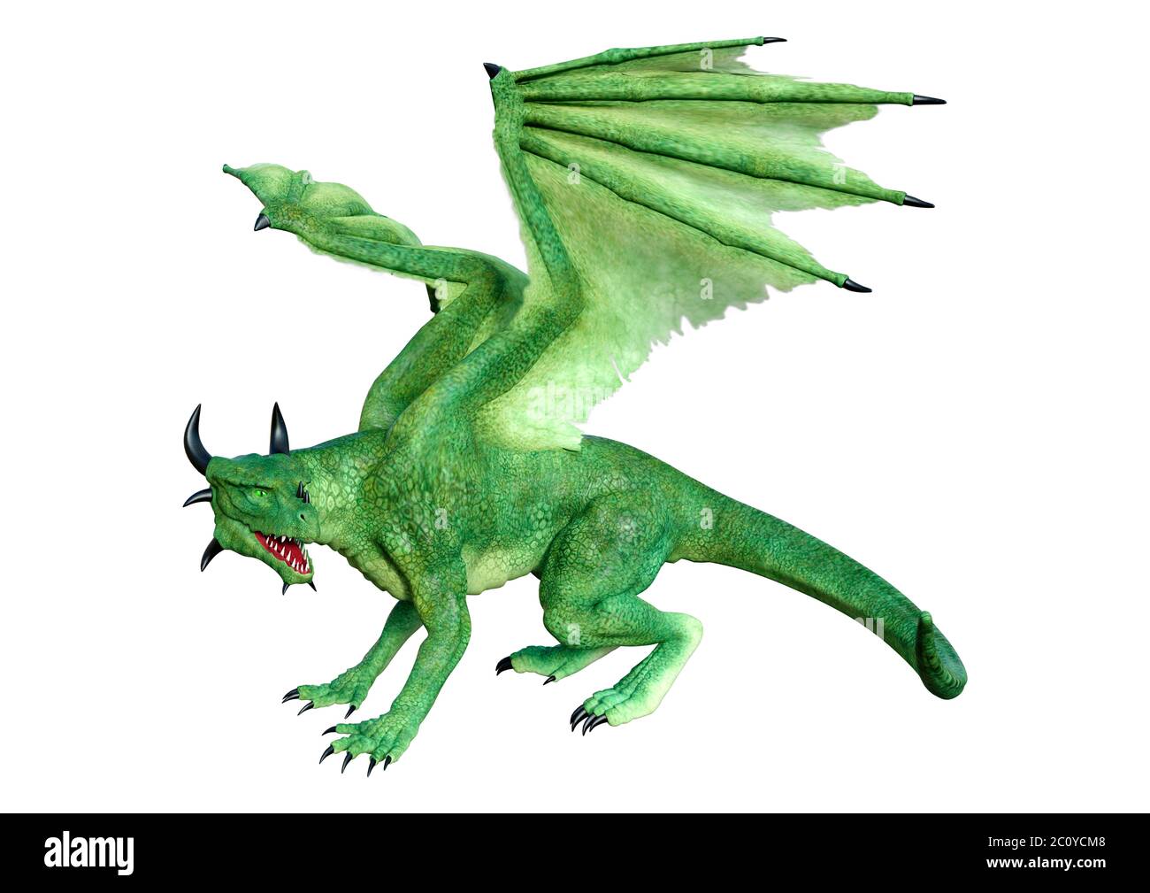 3D rendering of a fantasy dragon isolated on white background Stock ...