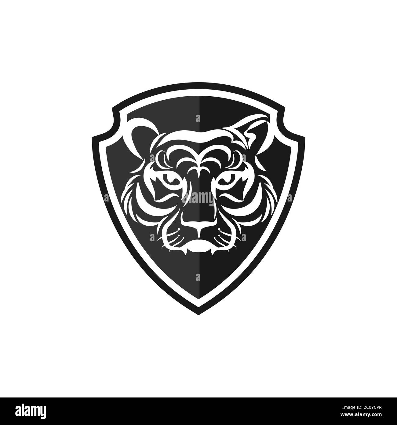 Tiger face logo emblem template mascot symbol for business or shirt design. Vector Vintage Design Element.EPS 10 Stock Vector