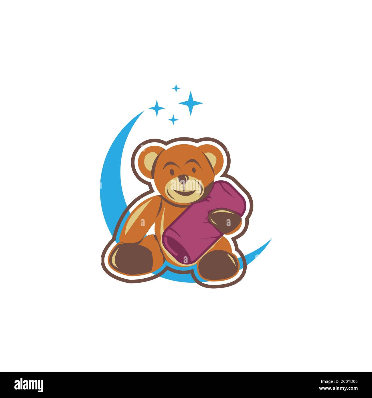 Cute teddy bear with bolster illustration free vector.EPS 10 Stock Vector