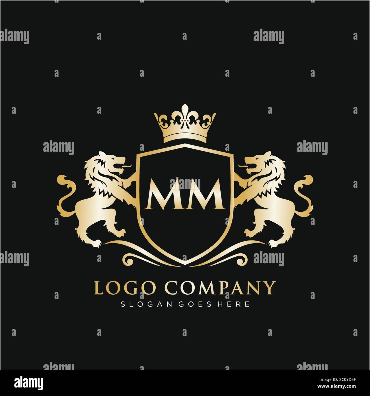 MM Letter Initial with Lion Royal Logo Template Stock Vector Image & Art -  Alamy
