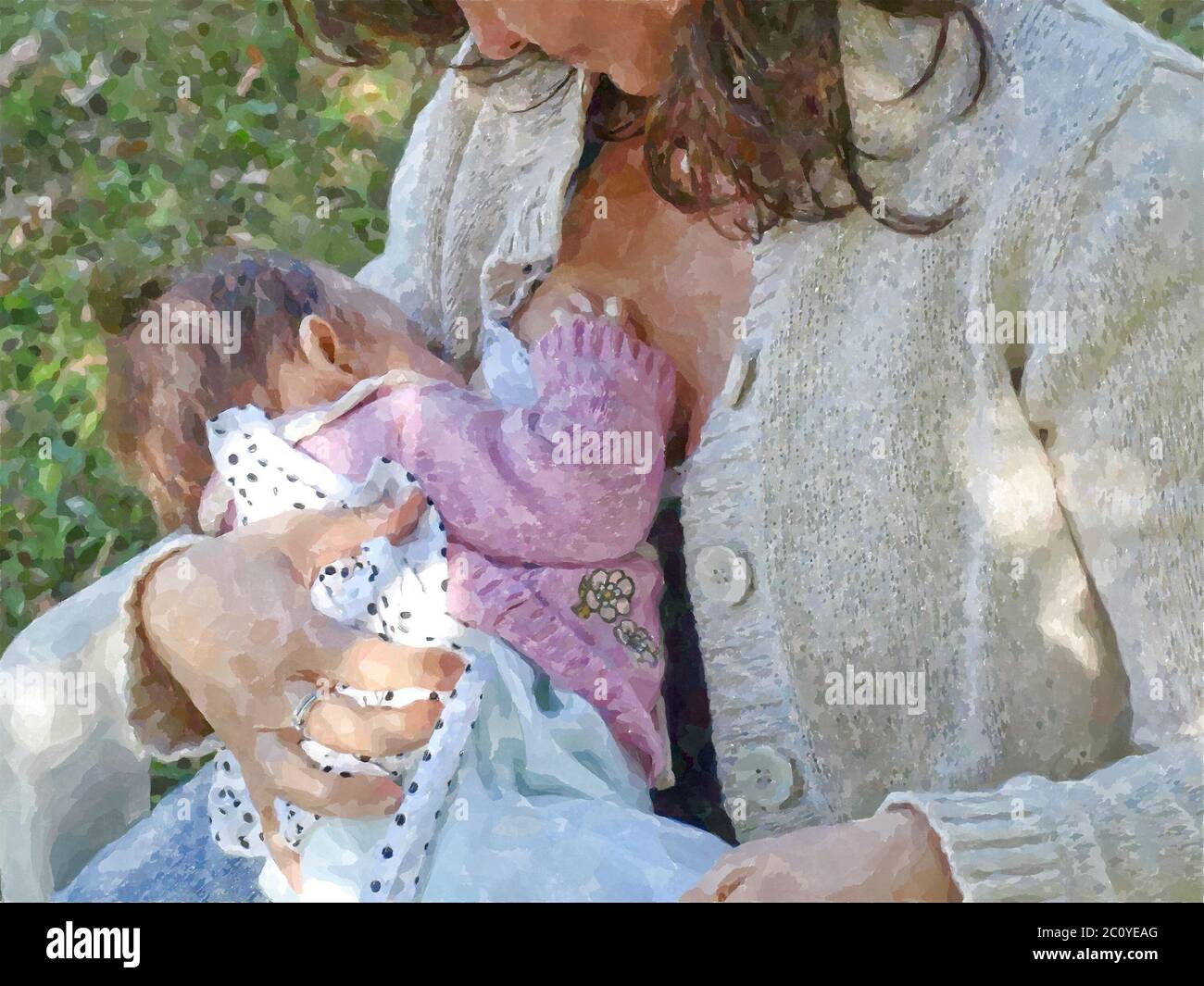 Breastfeeding mother painting Stock Photo Alamy
