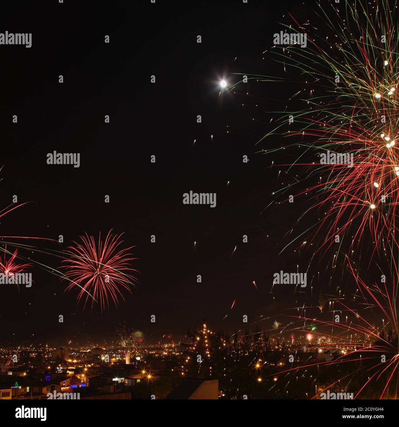 New year's eve fireworks in the city of Arequipa, Peru Stock Photo Alamy