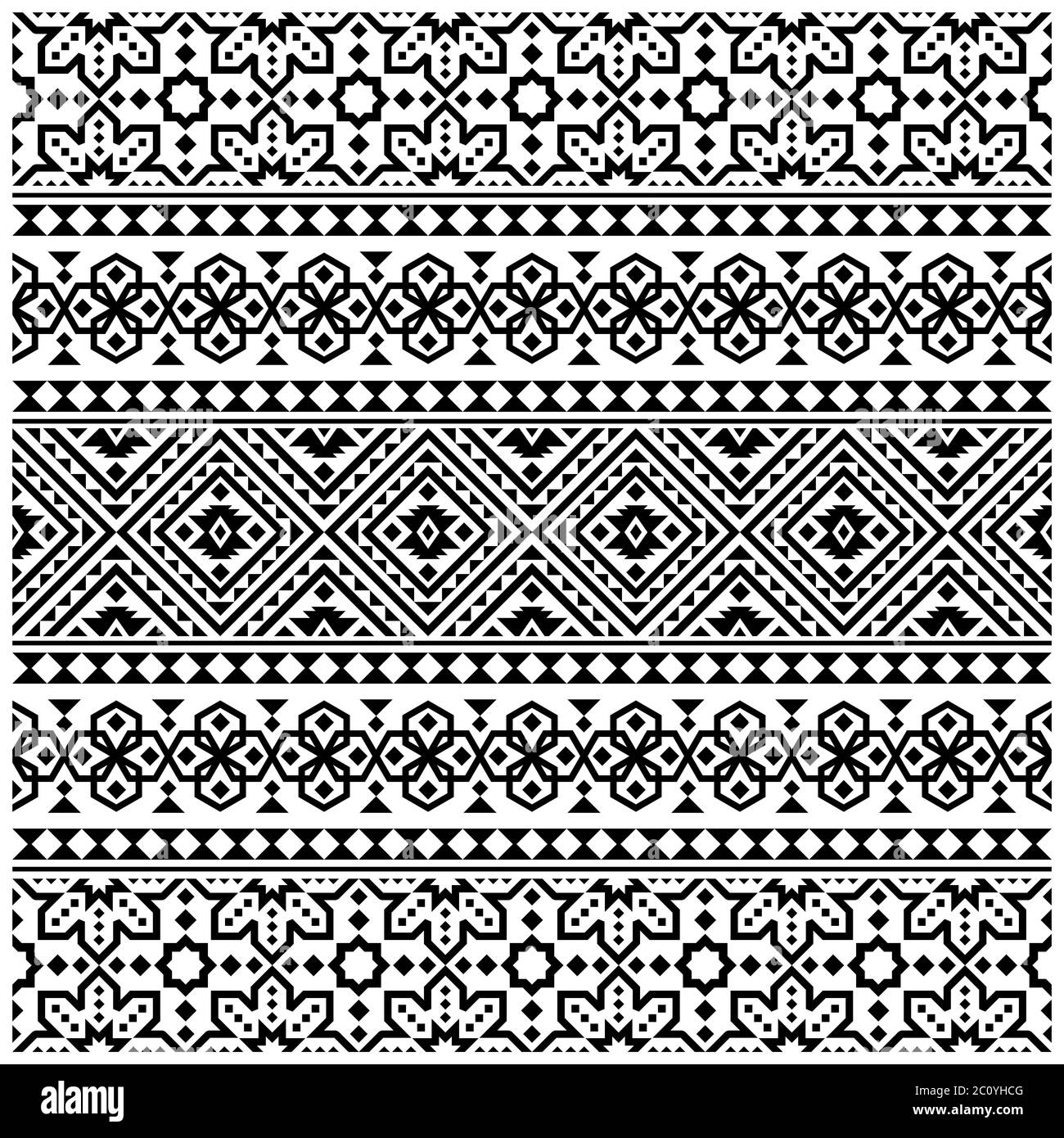 Tribal striped seamless pattern. Geometric black-white background Stock ...