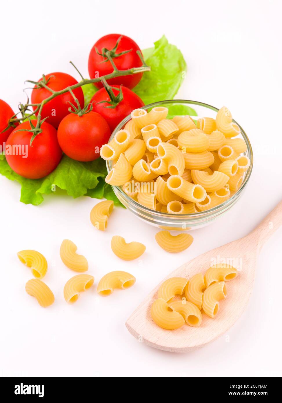 Raw pasta isolated on white background Stock Photo