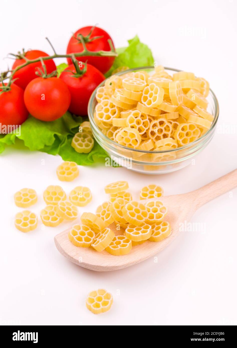 Raw pasta isolated on white background Stock Photo