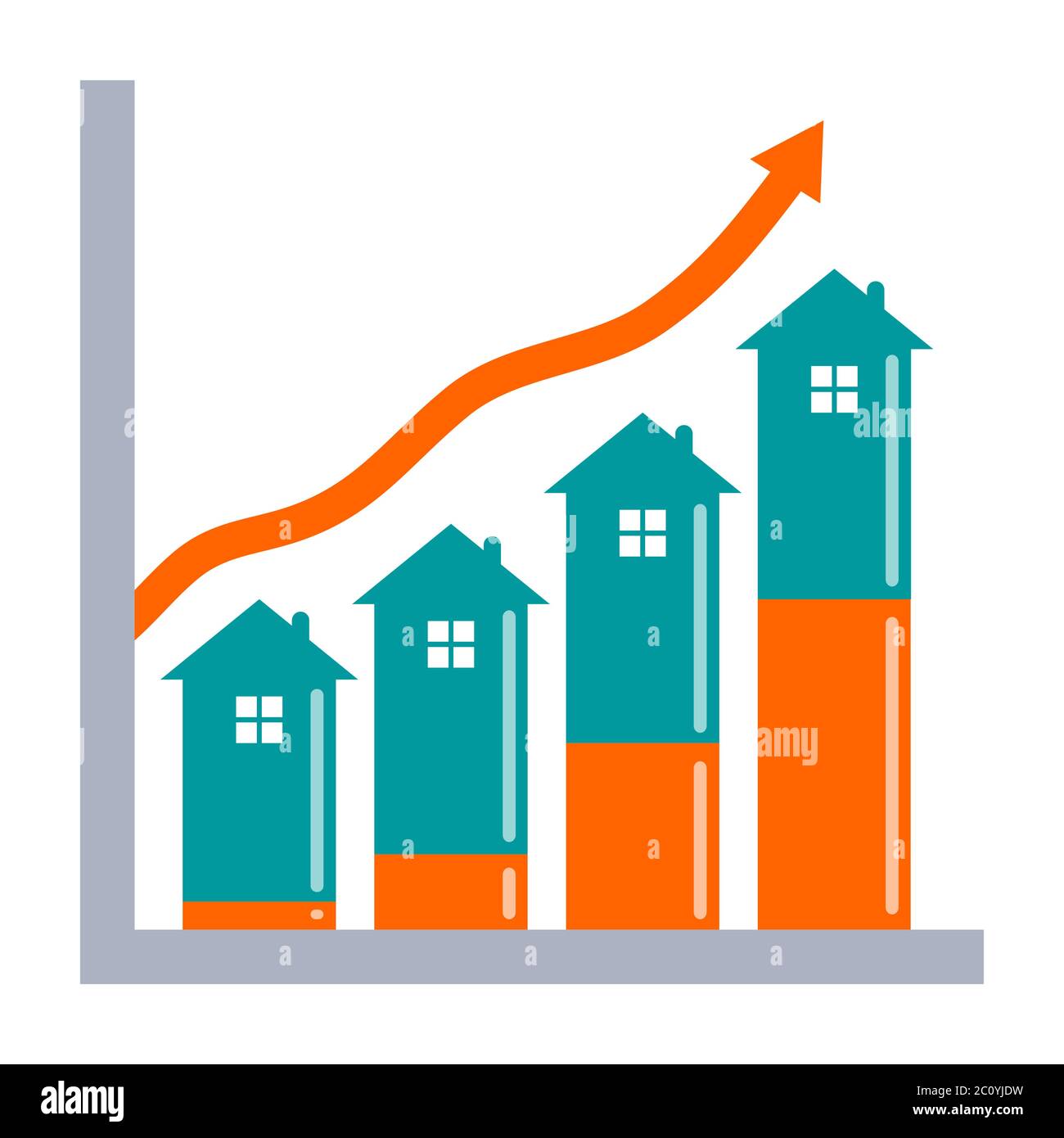 Real estate investment growth concept. Graph showing growth in house ...