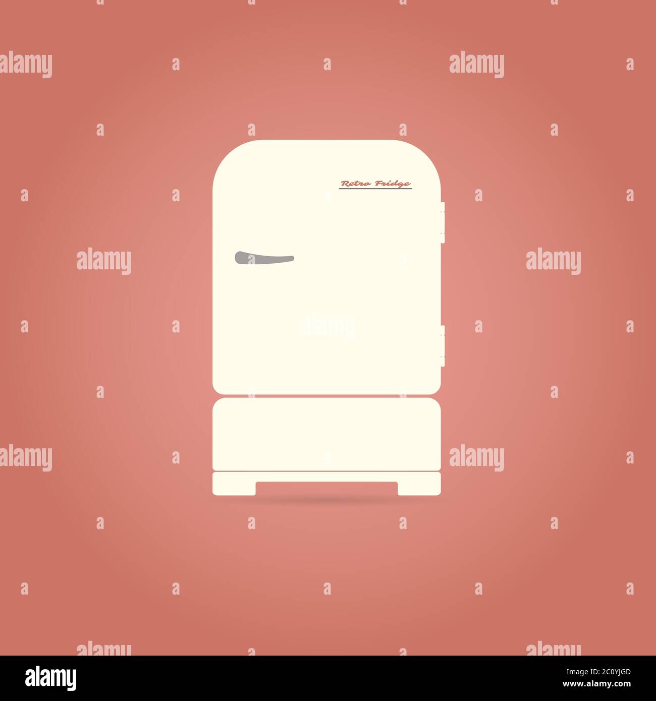 Retro refrigerator flat icon. Stock Vector