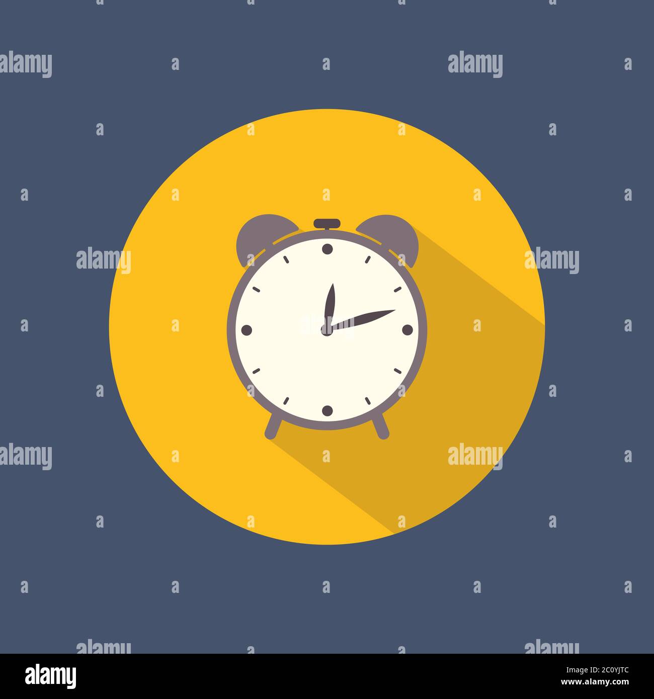 Alarm flat round icon on dark background. Retro style. Vector ...