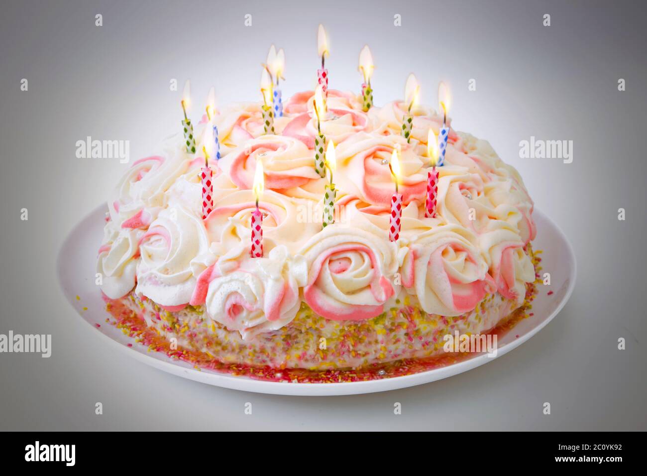 Birthday cake with candles hi-res stock photography and images - Alamy
