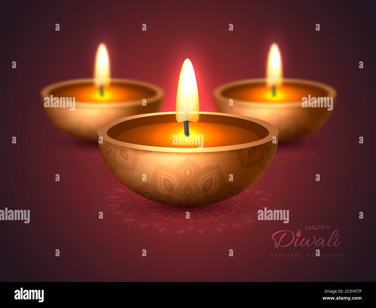 Diwali diya - oil lamp. Holiday design. Stock Vector