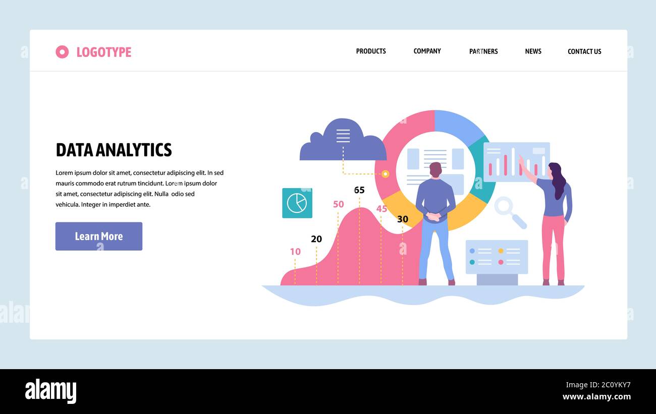 Vector web site gradient design template. Data analytics, dashboard and ...