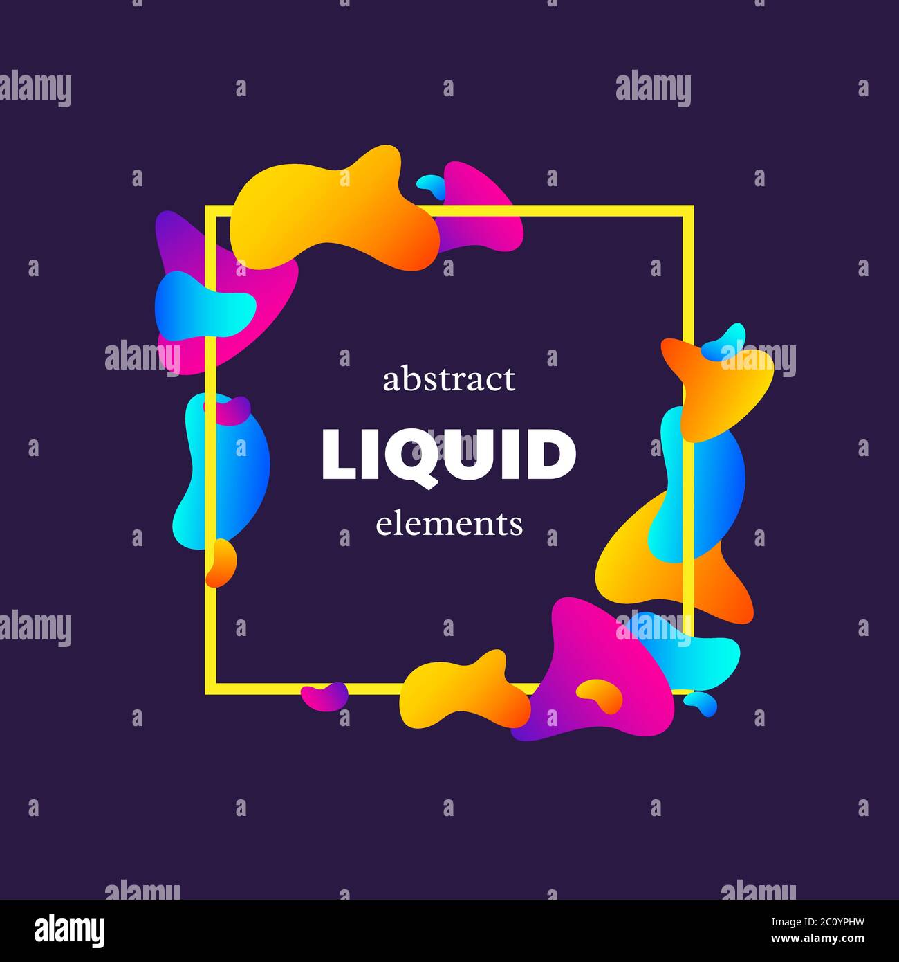 Frame with abstract liquid elements. Stock Vector