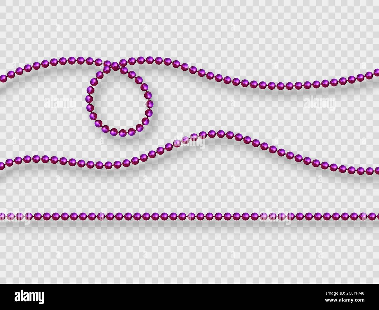 Decorative elements - realistic purple beads. Stock Vector