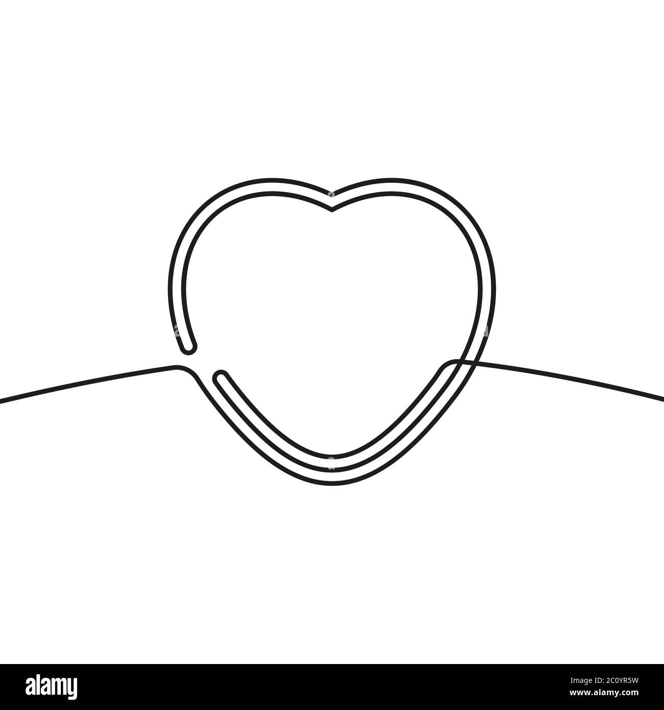 Continuous line drawing of heart, Black and white vector minimalist ...
