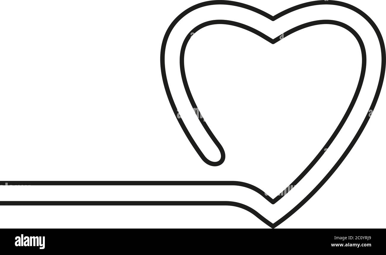 Continuous line drawing of heart, Black and white vector minimalist ...
