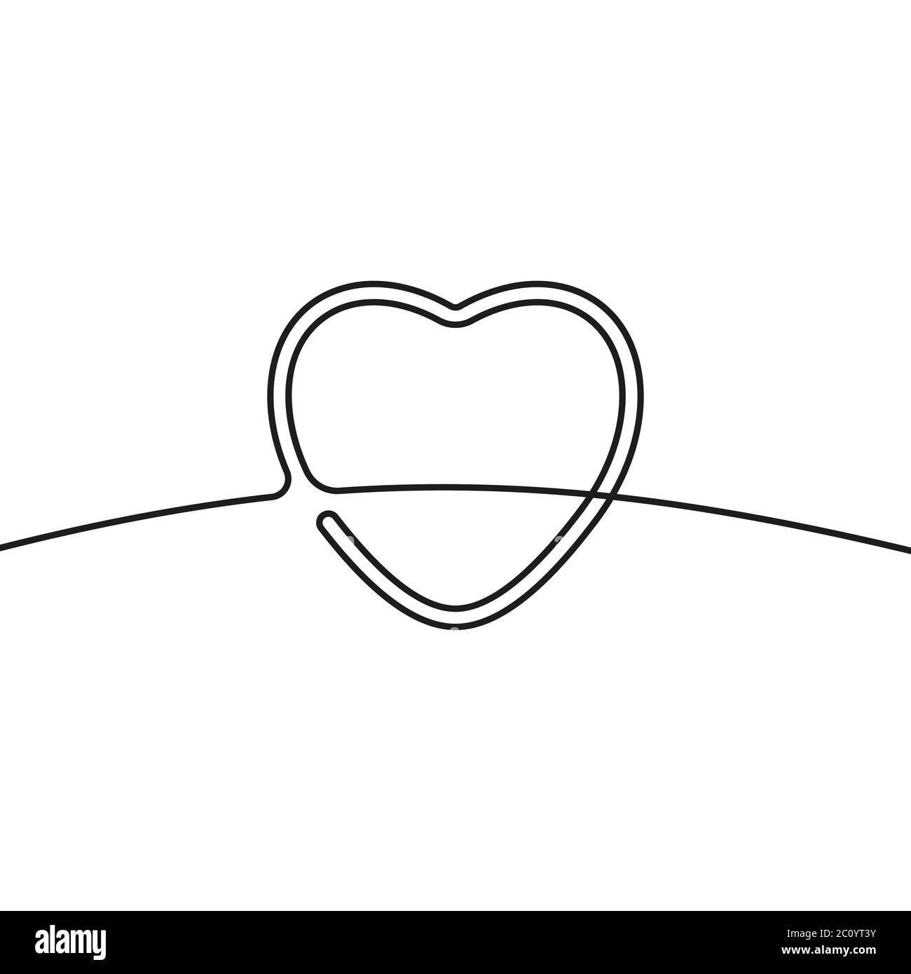 Continuous line drawing of heart, Black and white vector minimalist ...