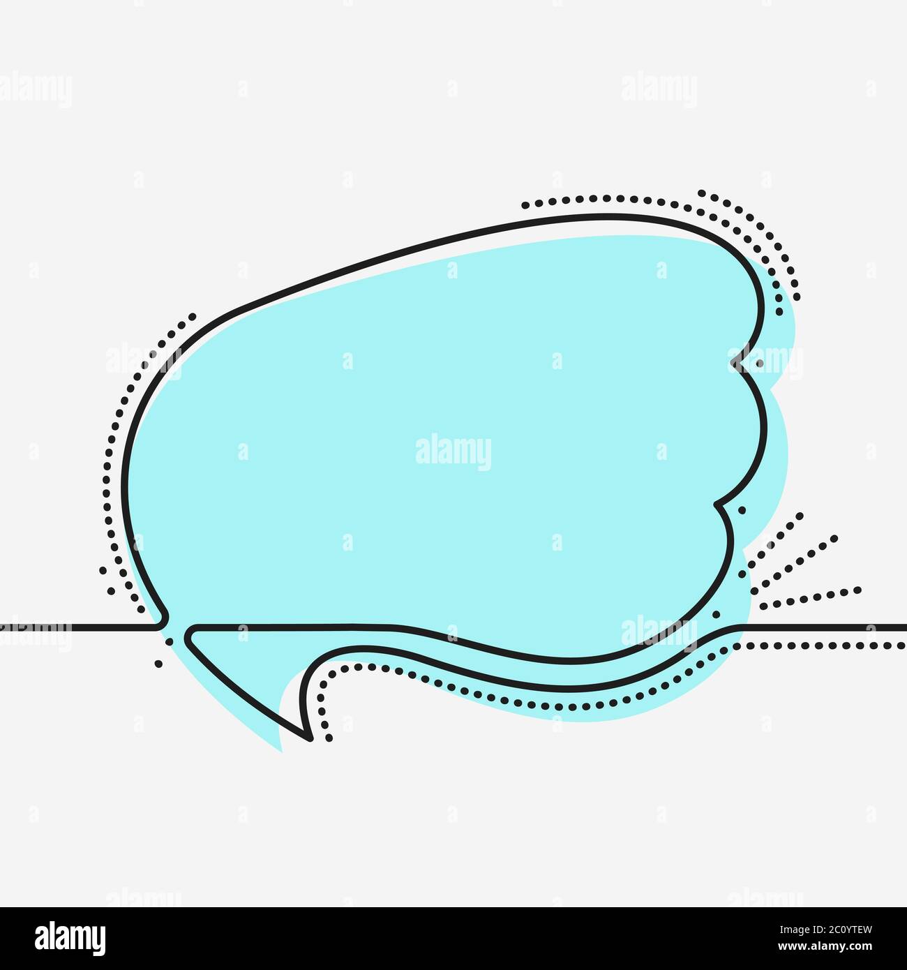 Speech bubble flow liquid shape continuous line drawing with dots decor, Vector minimalistic linear illustration Stock Vector