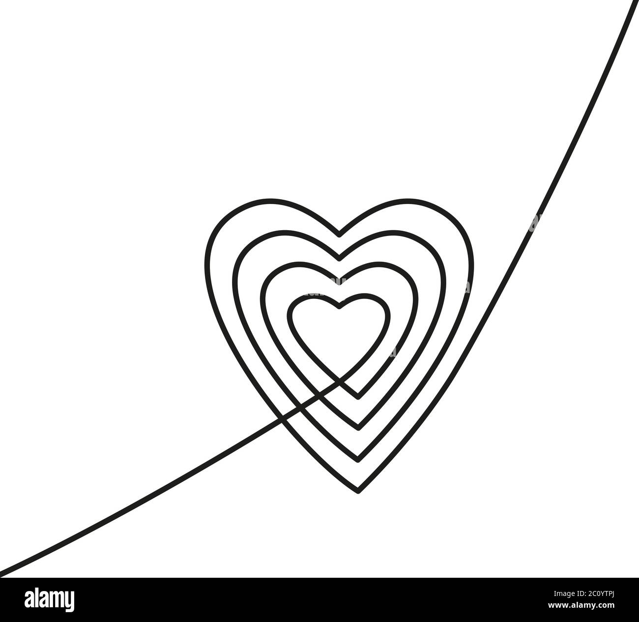 Continuous line drawing of heart, Black and white vector minimalist ...