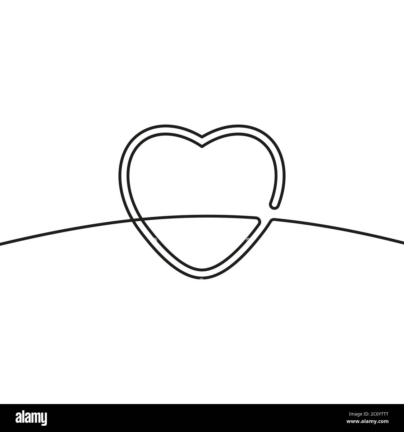 Continuous line drawing of heart, Black and white vector minimalist ...