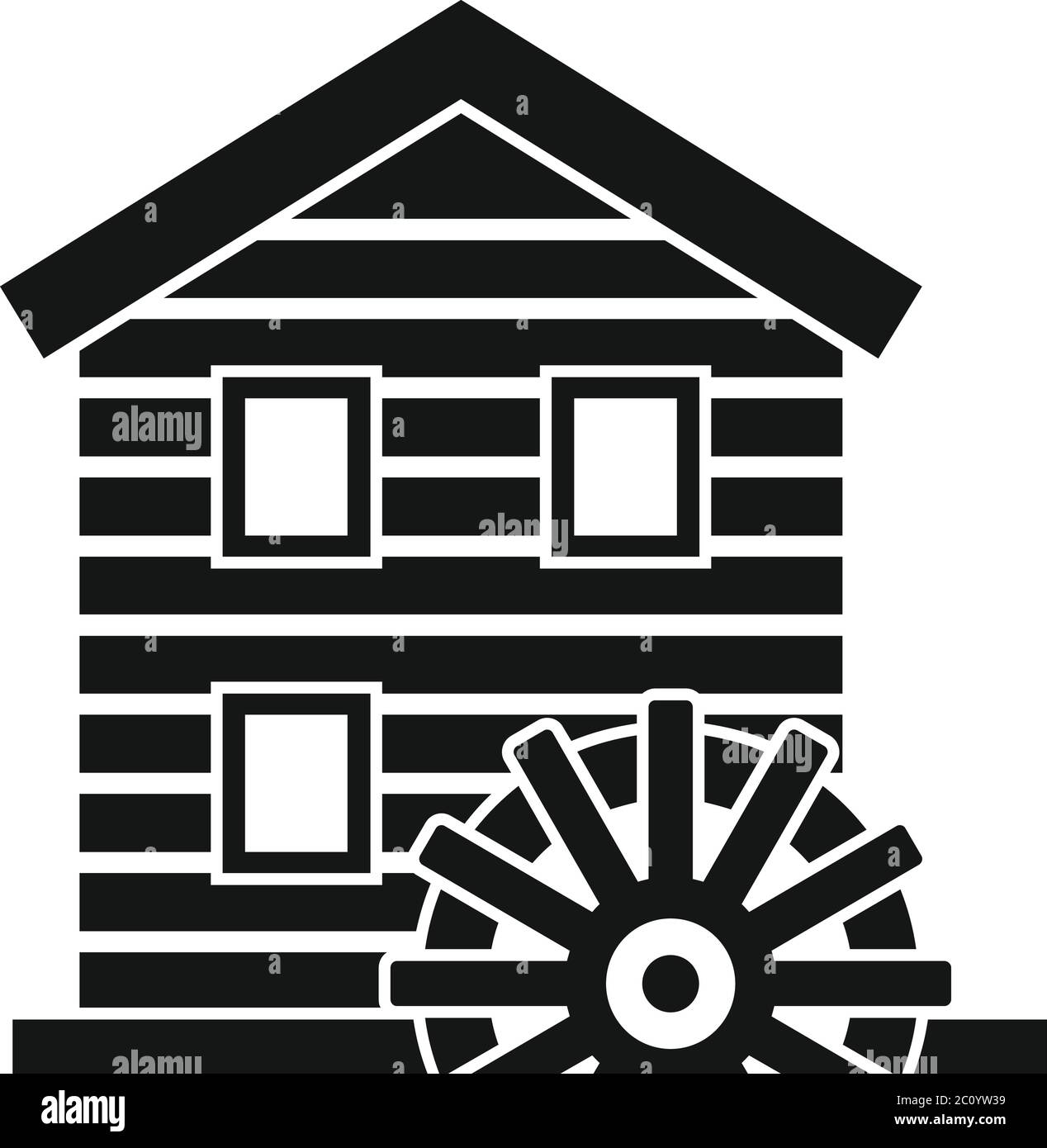 Wooden water mill icon. Simple illustration of wooden water mill vector