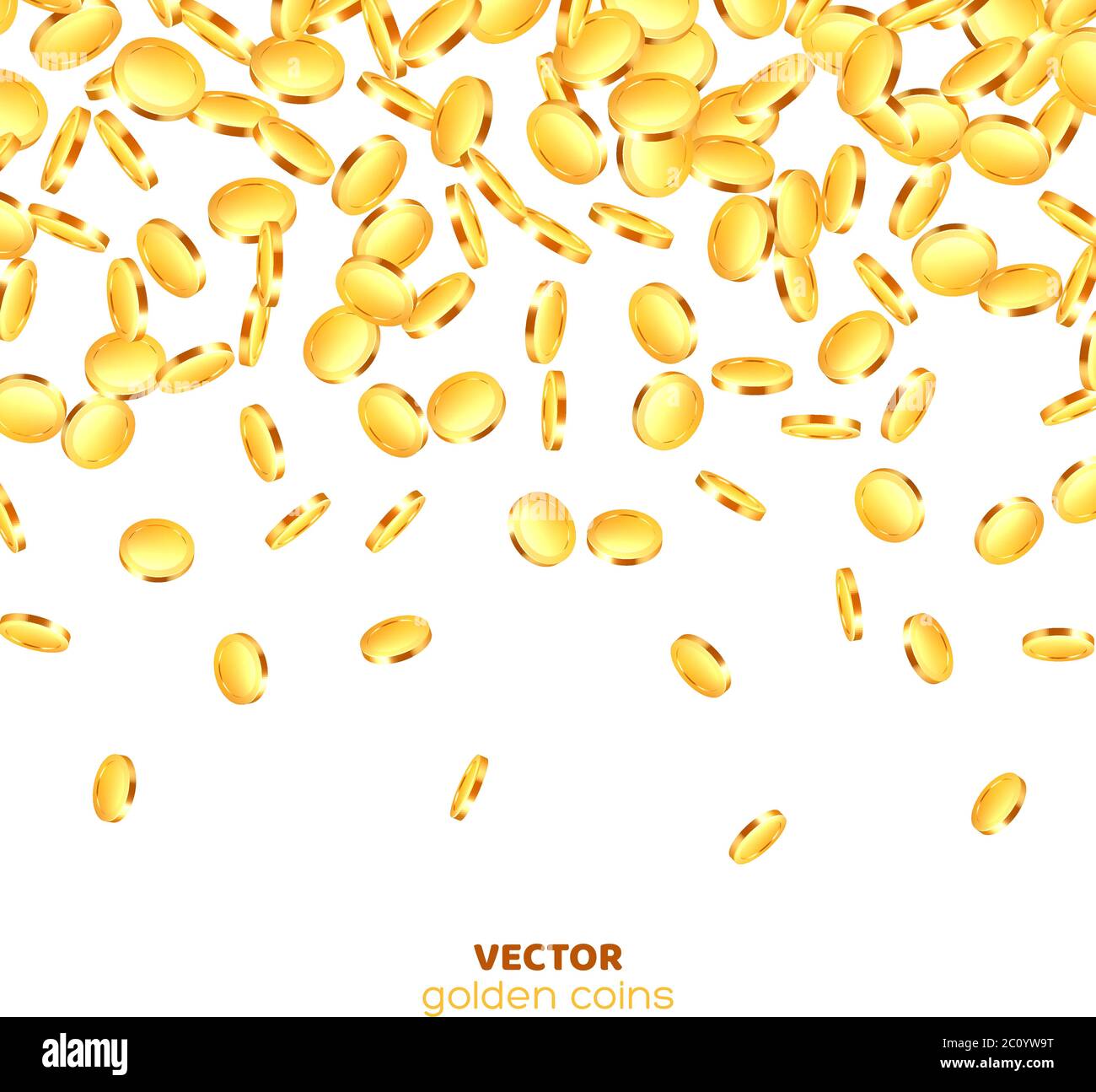 Realistic 3d golden coins explosion. Stock Vector