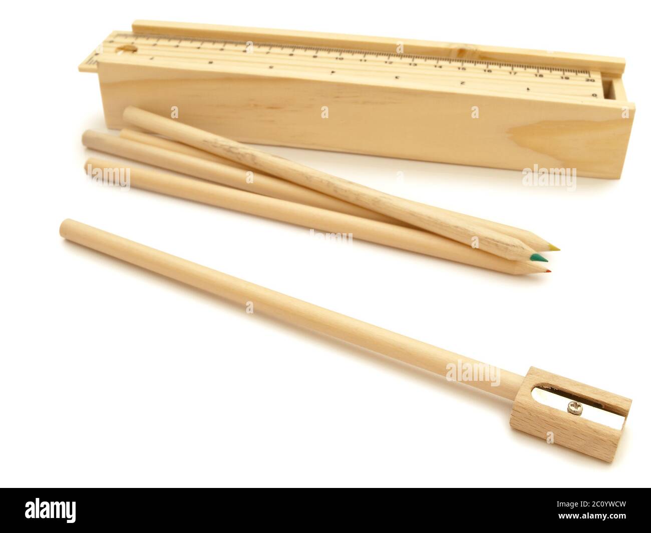 pencils, sharpener and pencilbox Stock Photo Alamy