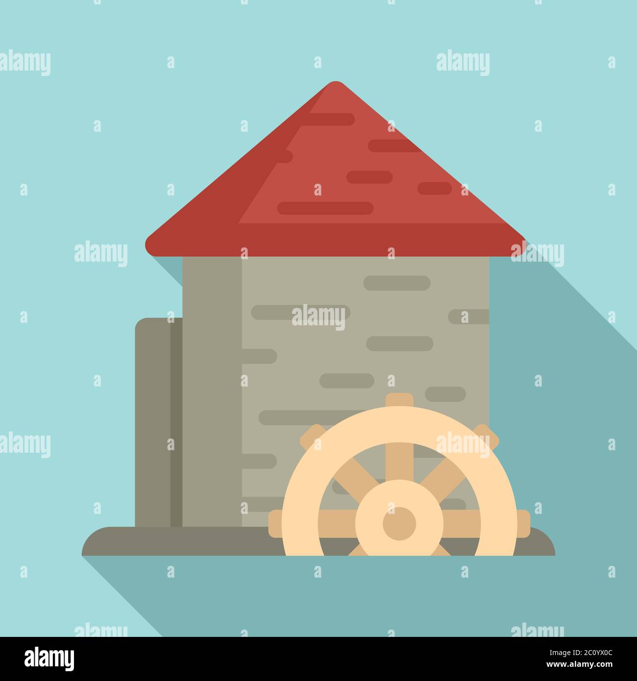 Construction water mill icon. Flat illustration of construction water
