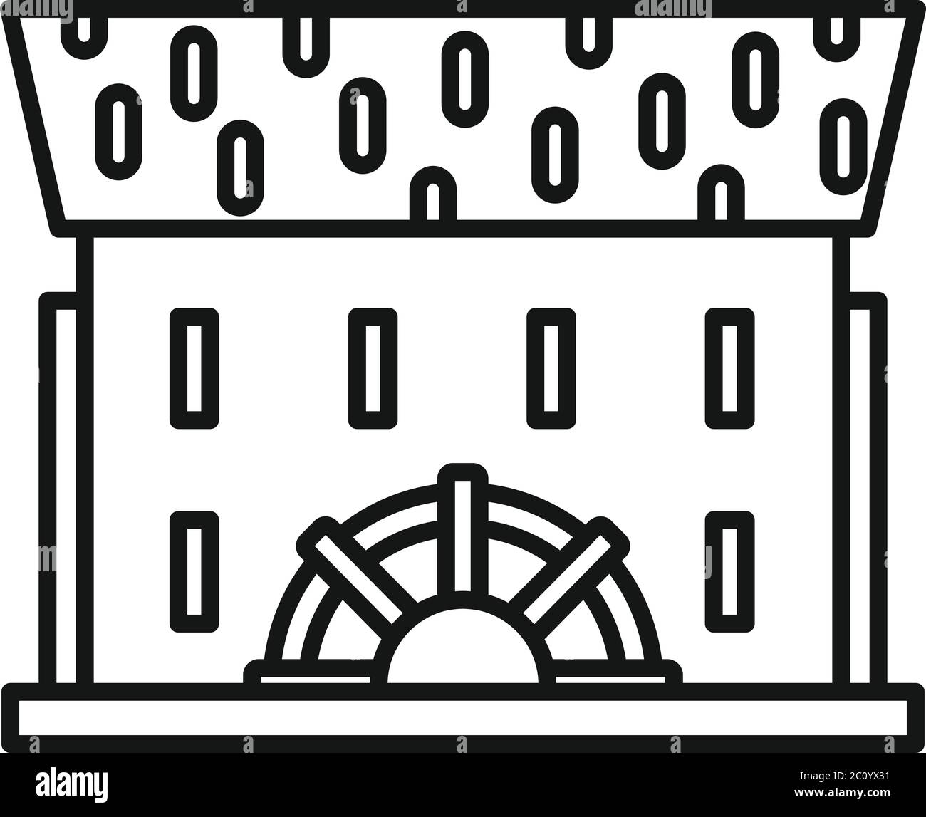 Wooden water mill icon. Outline wooden water mill vector icon for web