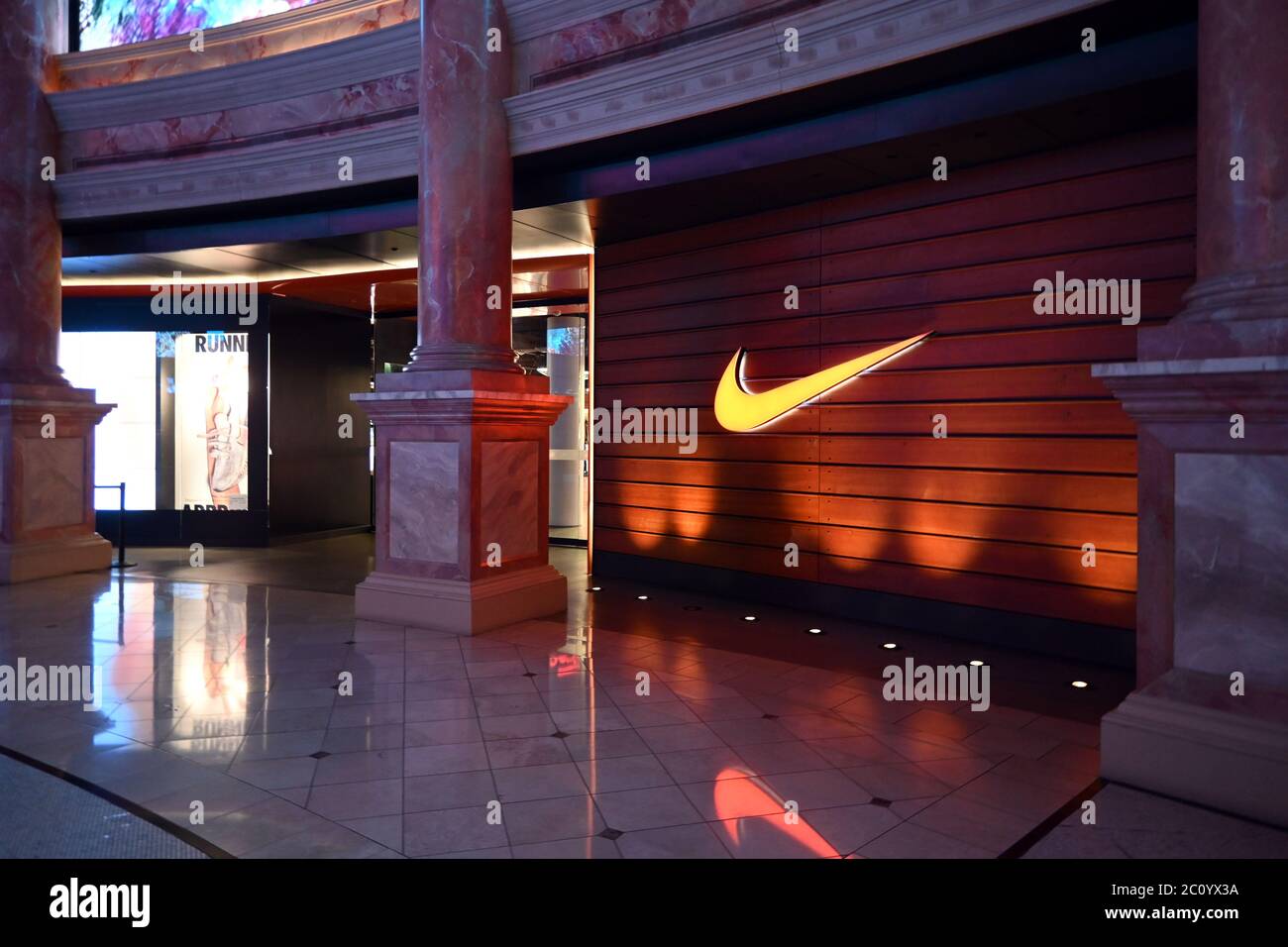 The Nike store is closed at the Forum Shops at the Caesars Palace hotel and casino is closed amid the global coronavirus COVID 19 pandemic Thursday June 4 2020 in Las Vegas. Casinos