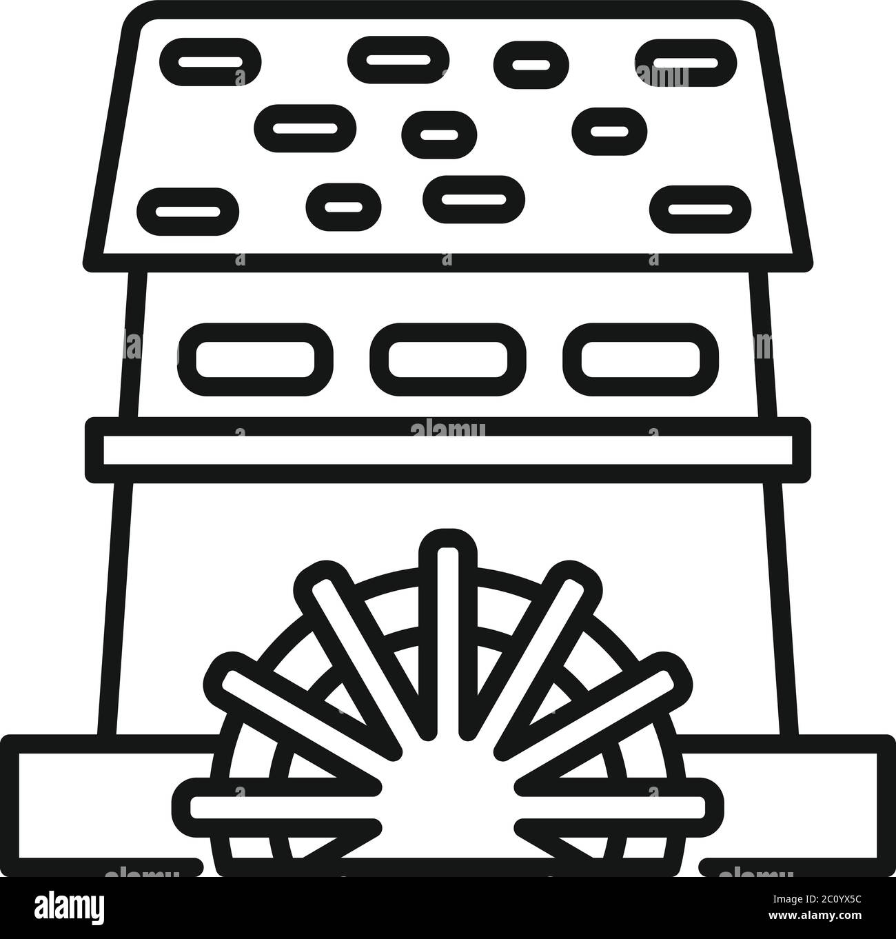 Water mill house icon. Outline water mill house vector icon for web