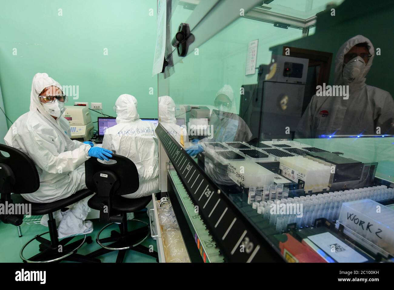 Lab Instrument Rep Covid Testing A medical technician works in the laboratory of the Infectious diseases ...