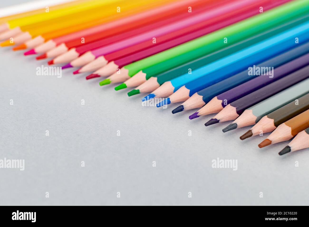 A Pack Of Colourful Pencils Lined Up In A Row From Corner To Corner Like A Rainbow Stock Photo Alamy