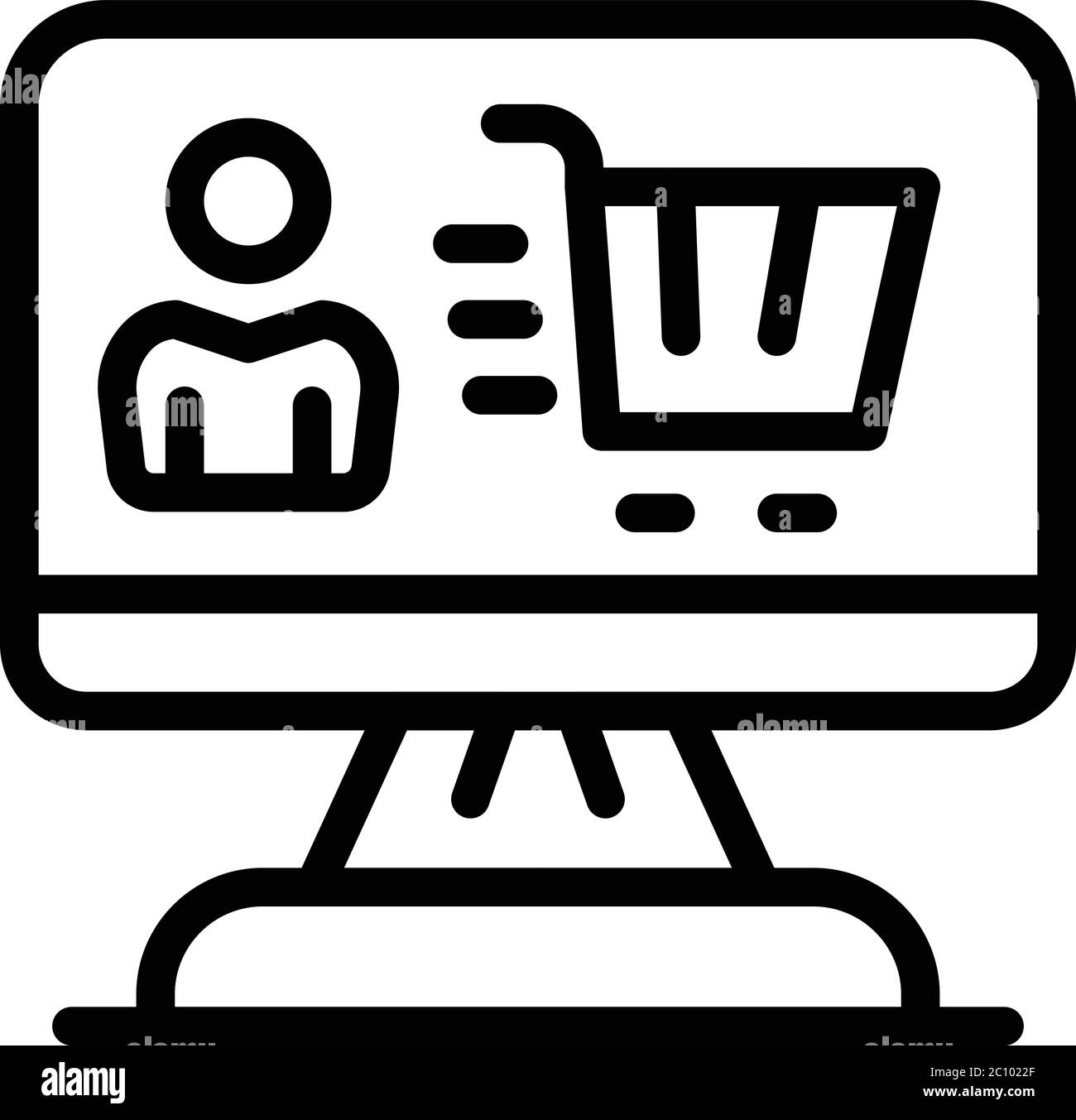 Online shop customer icon, outline style Stock Vector