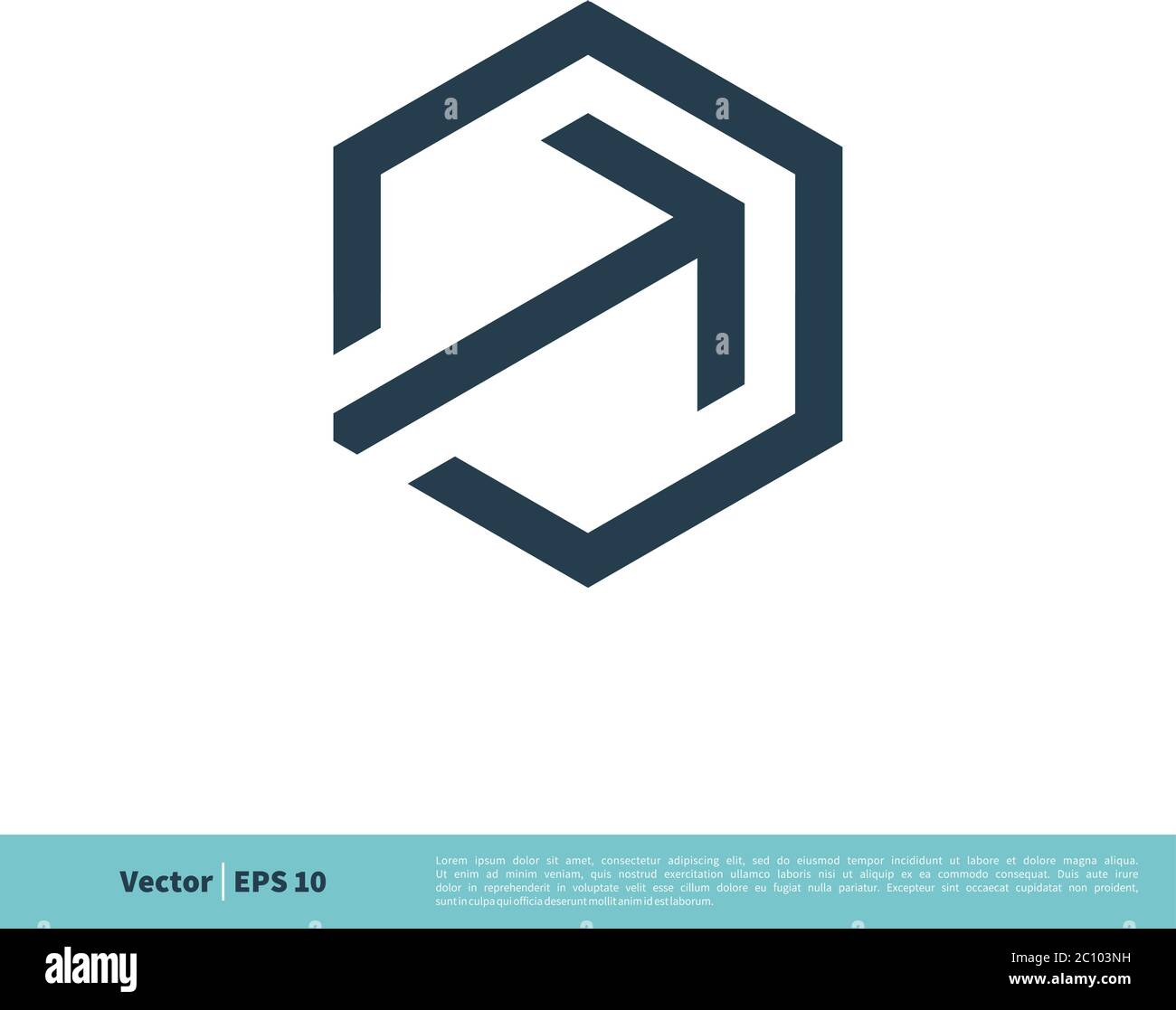 Arrow in the Hexagon Line Art Icon Vector Logo Template Illustration ...