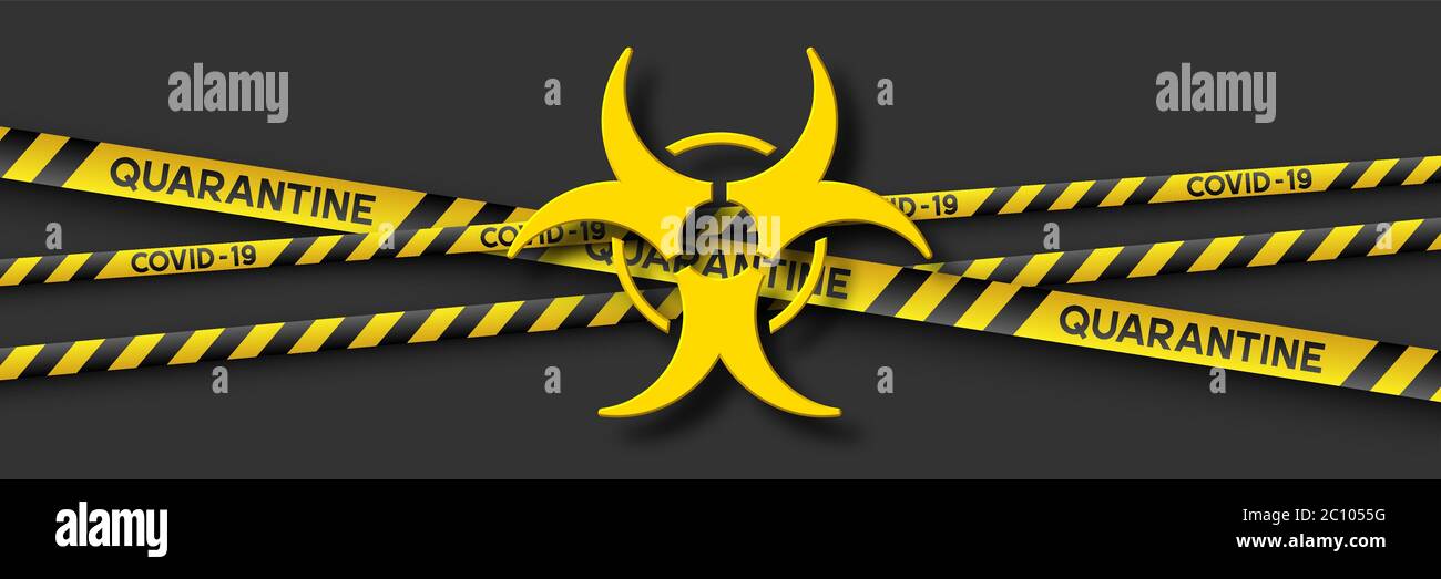 Coronavirus quarantine banner with stripes. Stock Vector