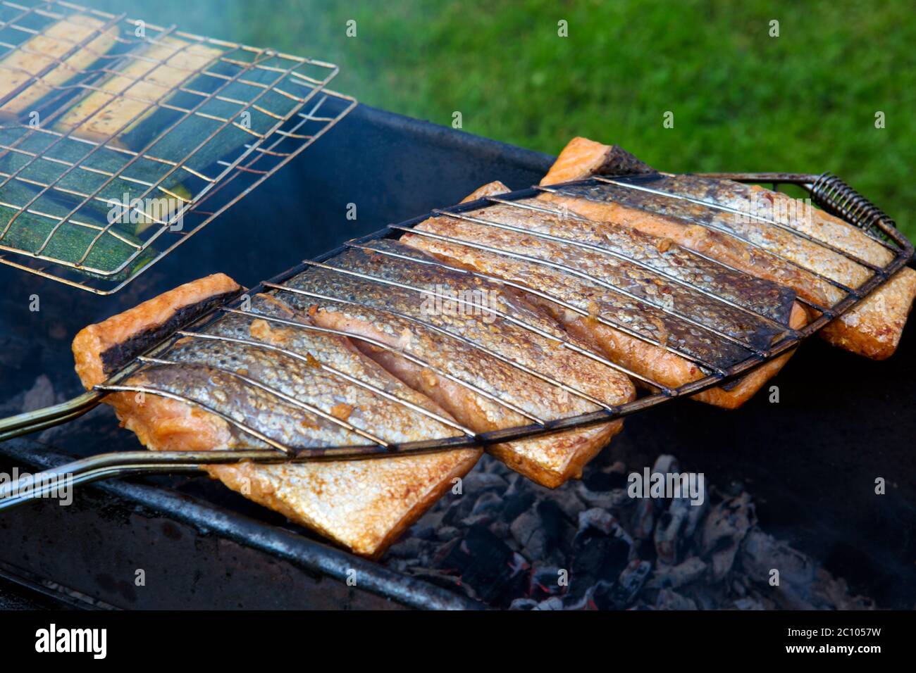 Salmon fillet on the grill Stock Photo Alamy