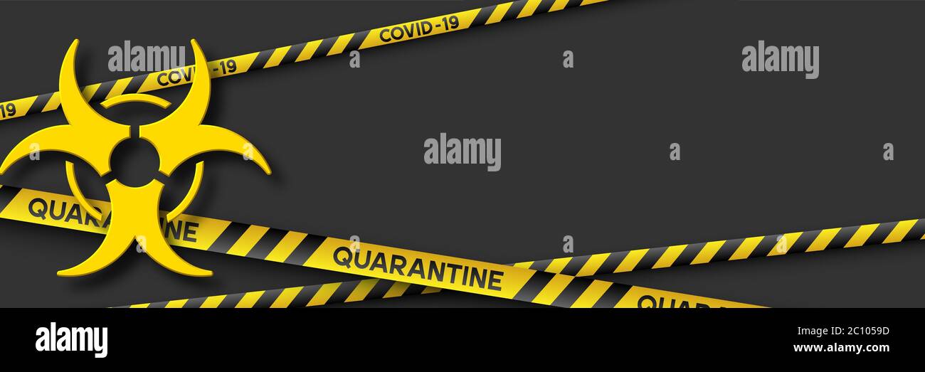 Coronavirus quarantine banner with stripes. Stock Vector