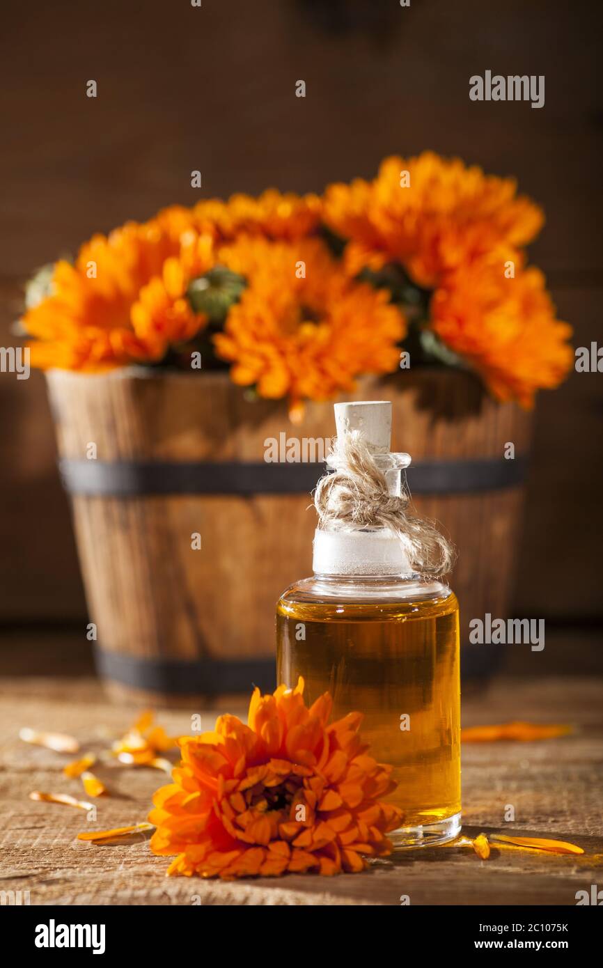 Marigold Essential Oil Stock Photo Alamy