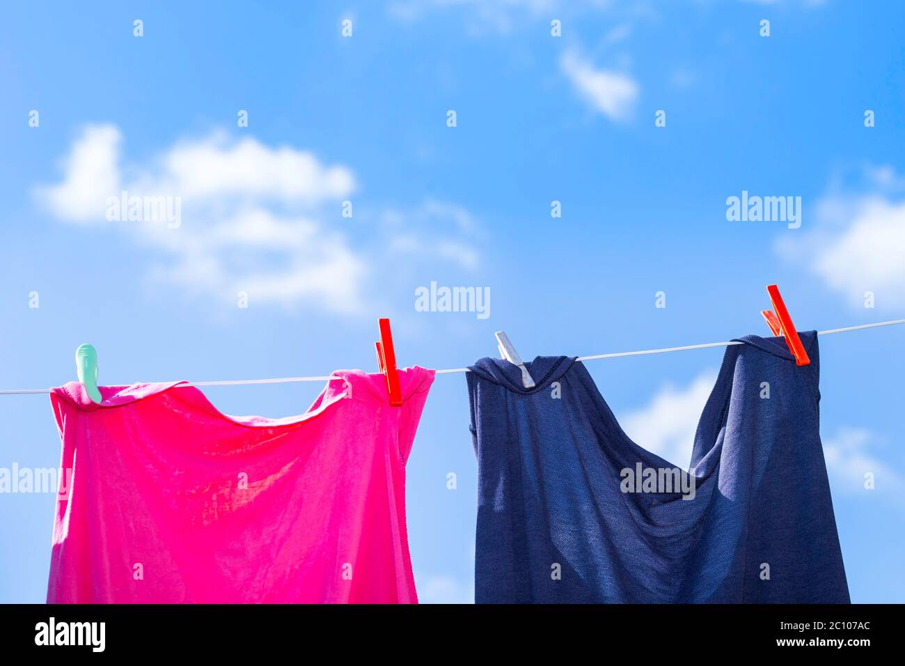 Clothes washing line at the garden Stock Photo Alamy