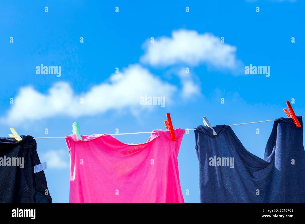 Clothes washing line at the garden Stock Photo Alamy