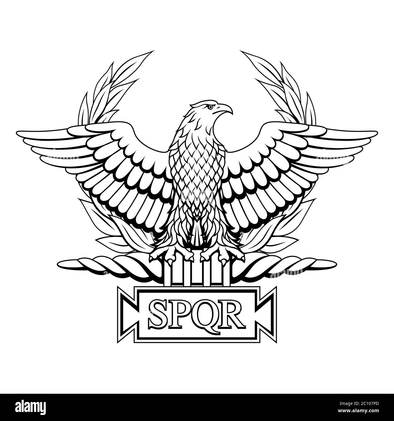 Roman Eagle with the inscription S.P.Q.R. - Senatus Populus Que Romanus, that in Italian means The Senate and the People of Rome. Stock Vector