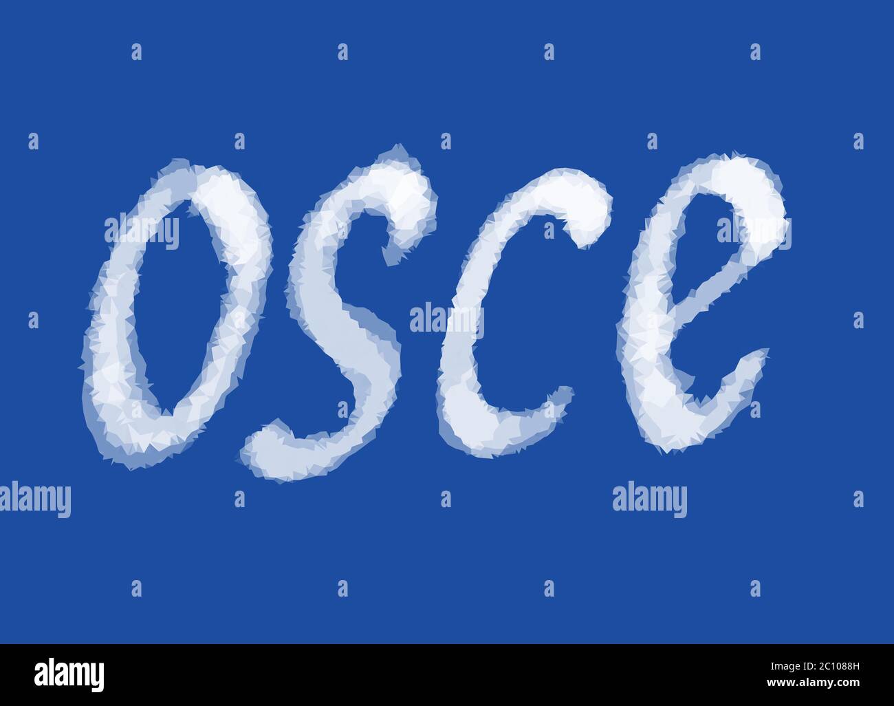 OSCE lettering lowploly of many triangles background for use in design Stock Photo
