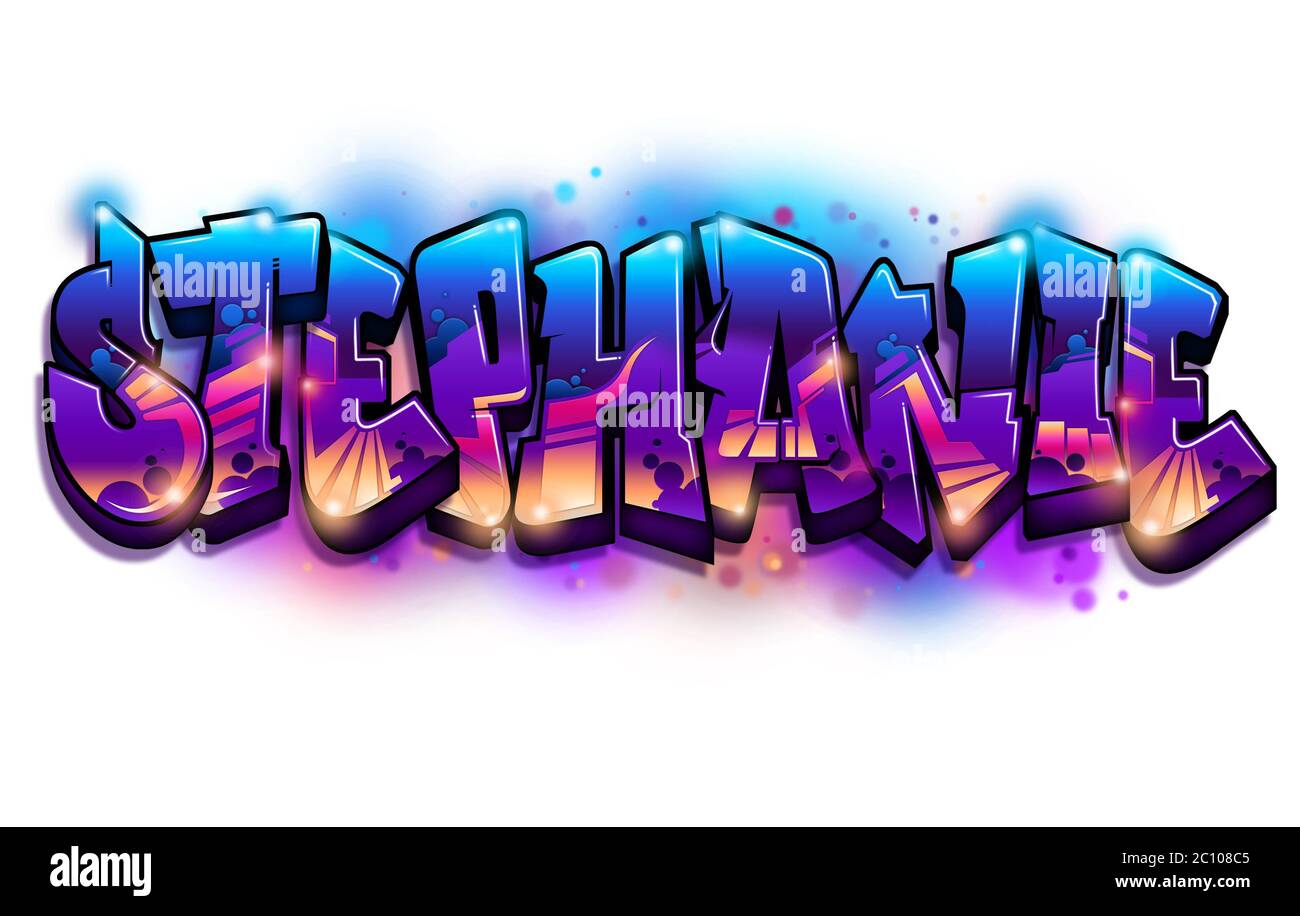 Stephanie Name Text Graffiti Word Design Stock Photo - Alamy