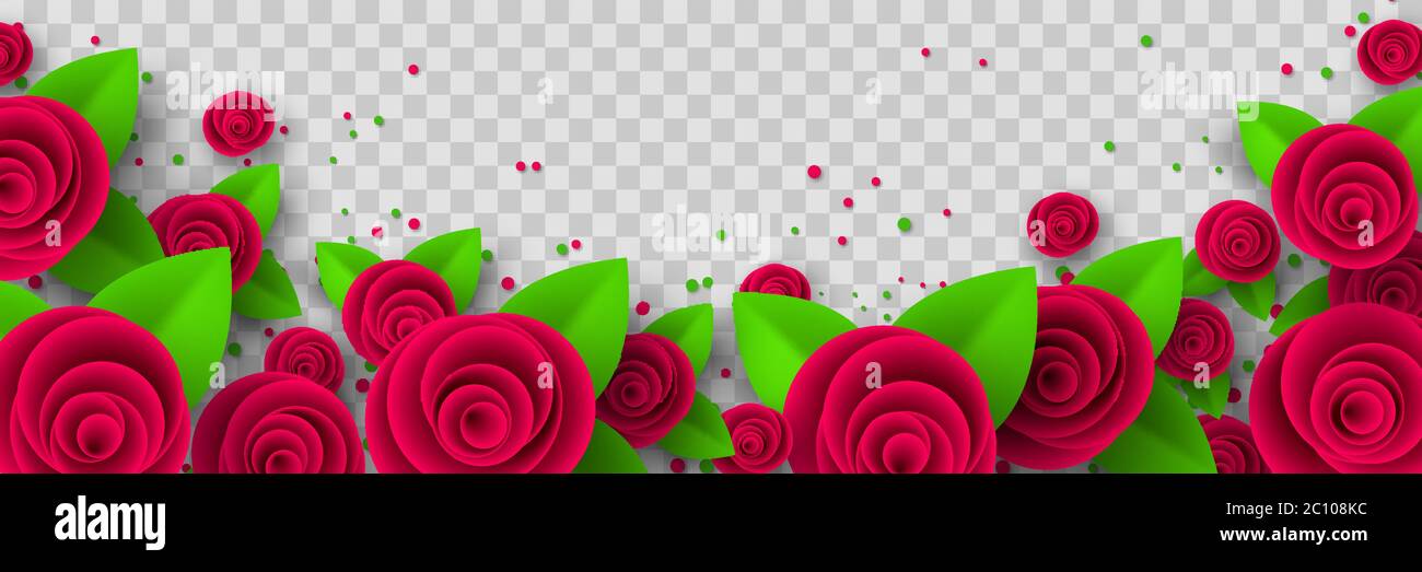 vector-red-roses-border-with-leaves-stock-vector-image-art-alamy