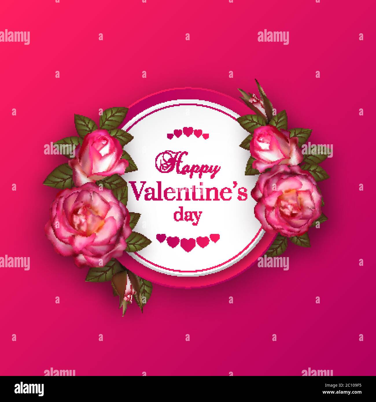 Realistic 3d floral Valentines day banner with roses Stock Vector Image ...