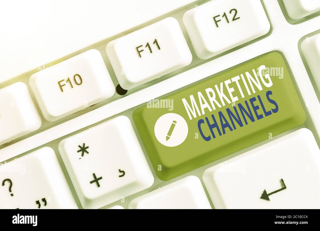 Handwriting text Marketing Channels. Conceptual photo the necessary to transfer the ownership of goods Stock Photo