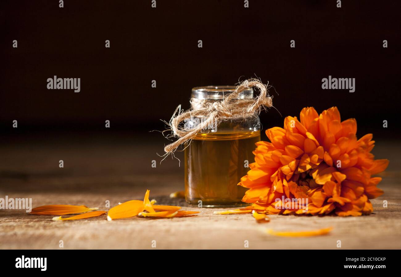 Marigold Essential Oil Stock Photo Alamy